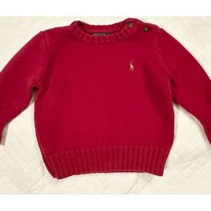 Polo by Ralph Lauren Baby Sweater Red 100% Cotton size 12 Months
